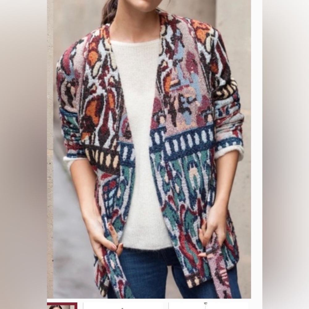 Sezane women’s EU 40 US 10 knit blend jacket blazer chiara patterned overcoat